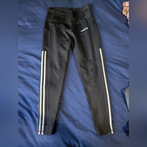 Adidas Black Track Pants with White Stripes